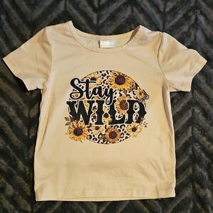 Stay Wild Sunflower Graphic Kids Tee - Cream